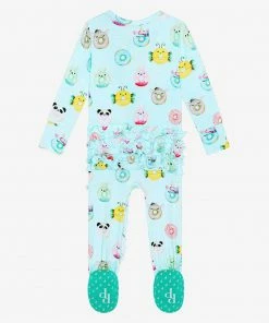 Posh Peanut Donuts Footie Ruffled Zippered One Piece Baby