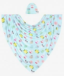 Posh Peanut Baby Donuts Infant Swaddle And Beanie Set