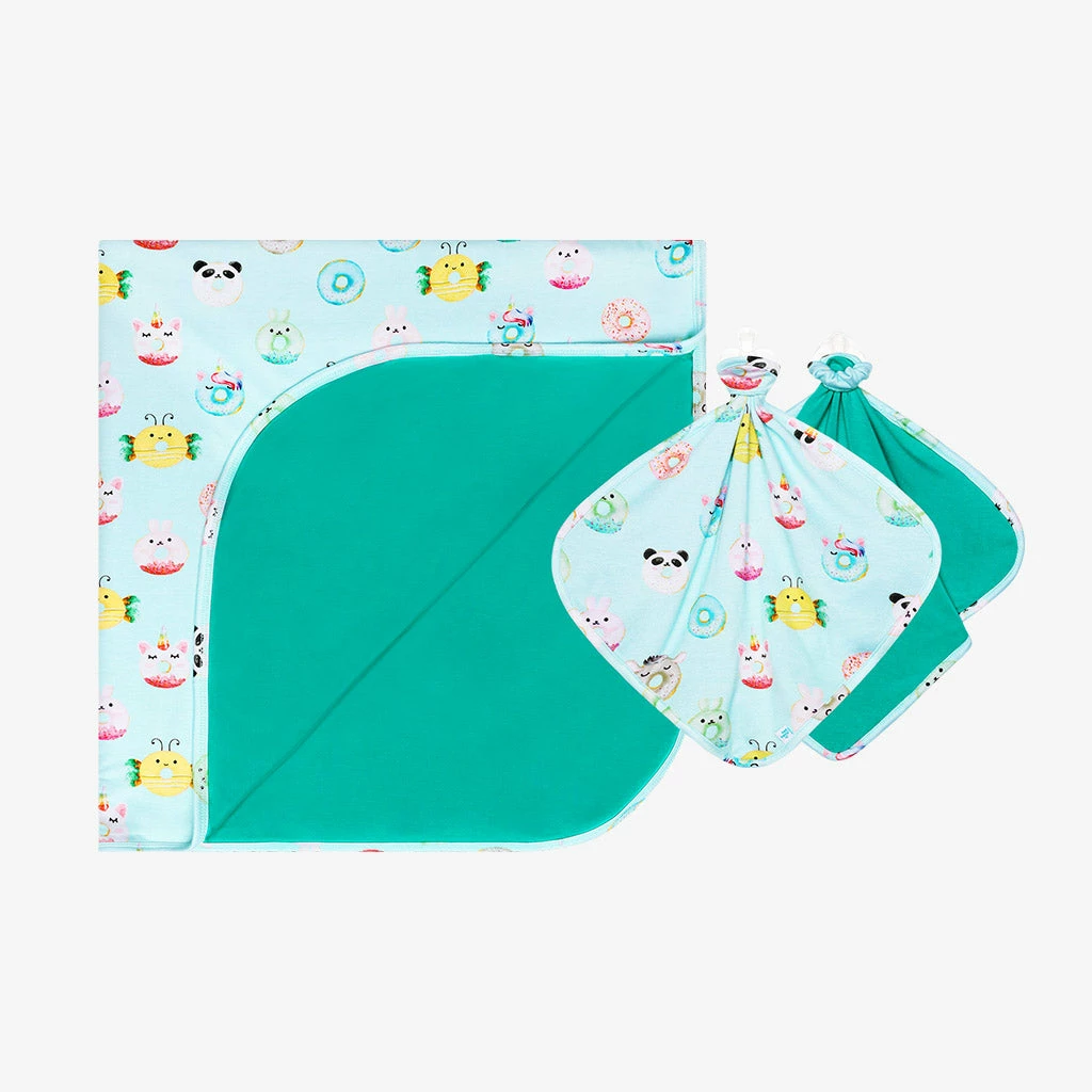 Posh Peanut Donuts & Signature Teal Patoo & Lovey Set Baby