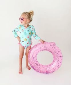 Posh Peanut Donuts Long Sleeve Ruffled Rash Guard Swimsuit Baby