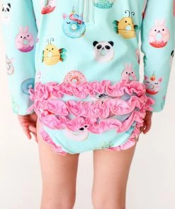 Posh Peanut Donuts Long Sleeve Ruffled Rash Guard Swimsuit Baby