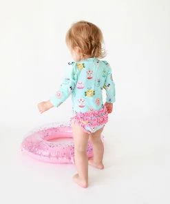 Posh Peanut Donuts Long Sleeve Ruffled Rash Guard Swimsuit Baby