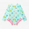 Posh Peanut Donuts Long Sleeve Ruffled Rash Guard Swimsuit Baby