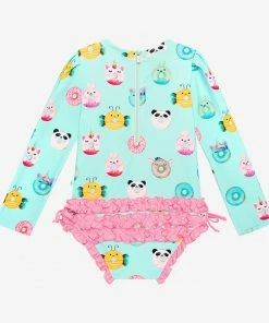 Posh Peanut Donuts Long Sleeve Ruffled Rash Guard Swimsuit Baby