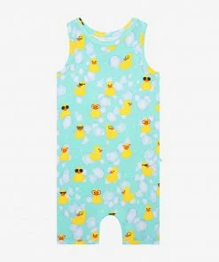 Posh Peanut Ducky Basic Racerback Short Length Romper Baby