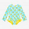 Posh Peanut Ducky Long Sleeve Ruffled Rash Guard Swimsuit