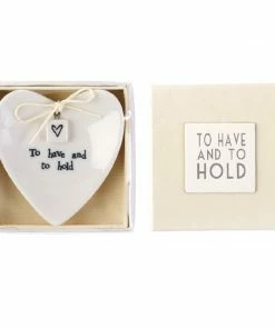 East Of India Gifts "To Have And To Hold" Heart-Shaped Ring Dish In Gift Box