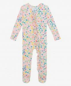 Posh Peanut Estelle Footie Ruffled Zippered One Piece