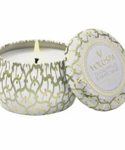 Voluspa Gifts Eucalyptus & White Sage - 4 Oz Mini Decorative Tin Candle