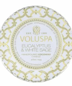 Voluspa Gifts Eucalyptus & White Sage - 4 Oz Mini Decorative Tin Candle
