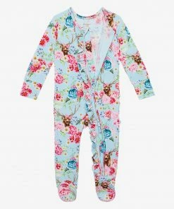 Posh Peanut Fawn Footie Ruffled Zippered One Piece