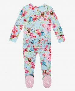 Posh Peanut Fawn Footie Ruffled Zippered One Piece