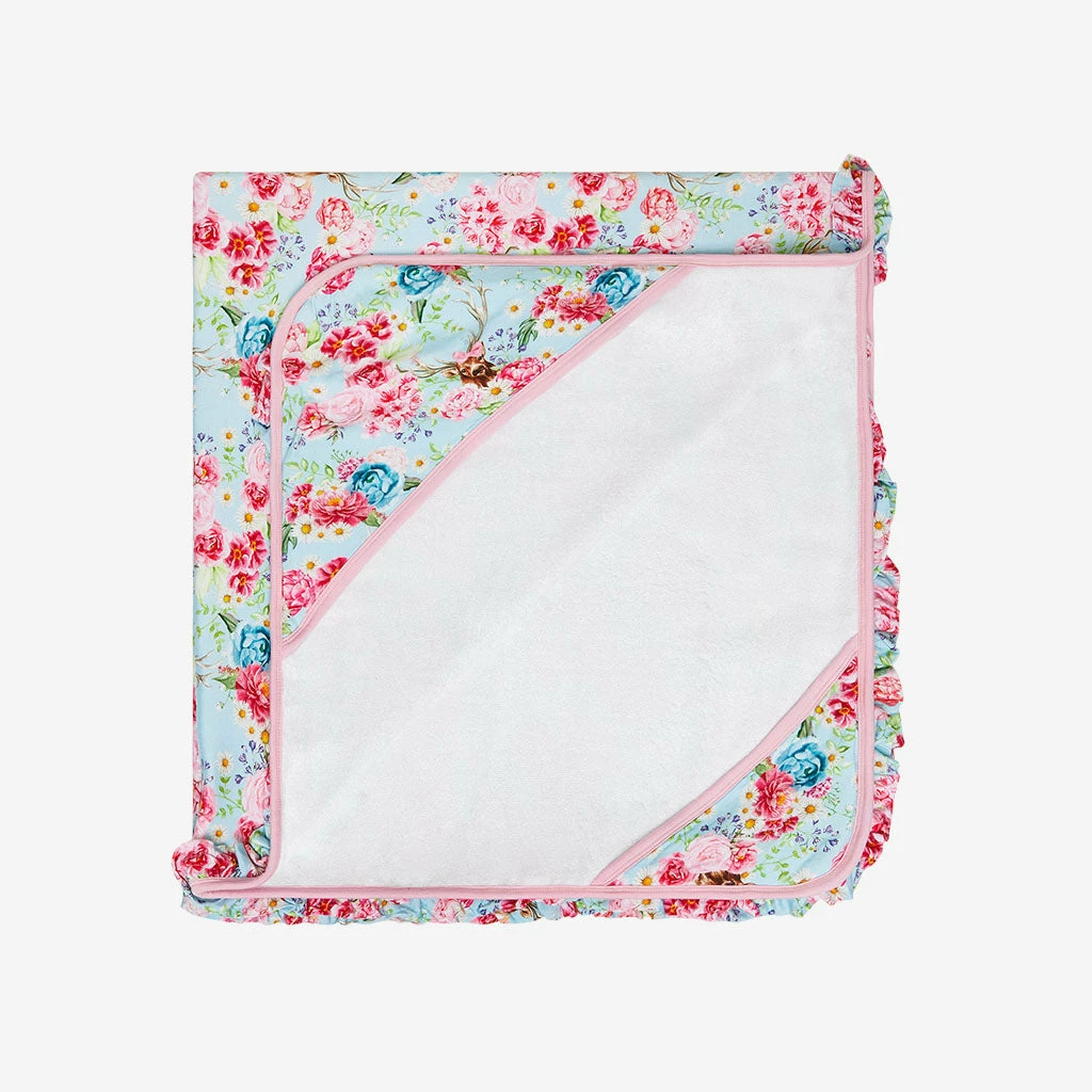 Posh Peanut Baby Fawn Ruffled Hooded Towel