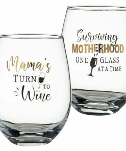 Lillian Rose "Surviving Motherhood One Glass At A Time" Stemless Wine Glass