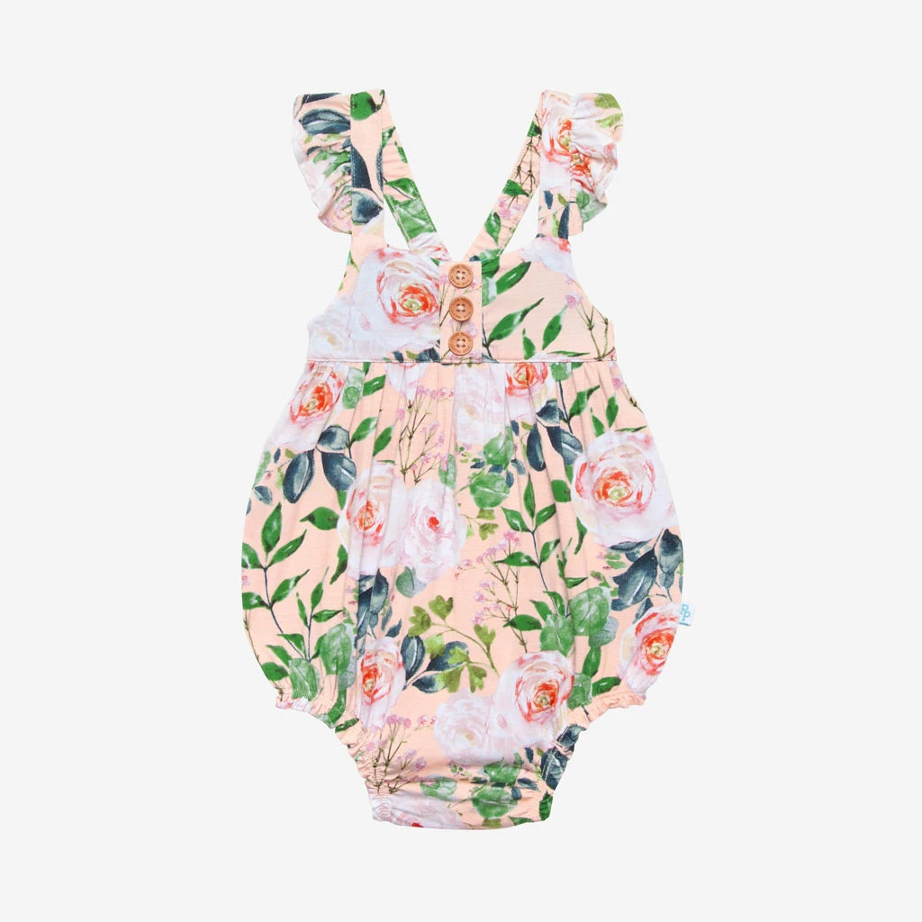 Posh Peanut Baby Harper Henley Ruffled Capsleeve Bubble Romper