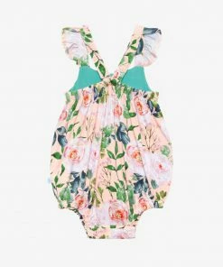 Posh Peanut Baby Harper Henley Ruffled Capsleeve Bubble Romper