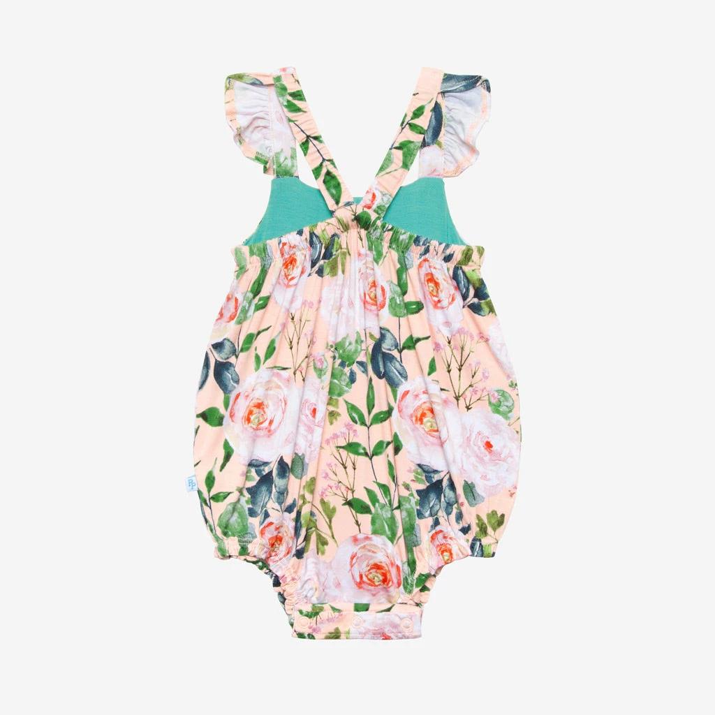 Posh Peanut Baby Harper Henley Ruffled Capsleeve Bubble Romper