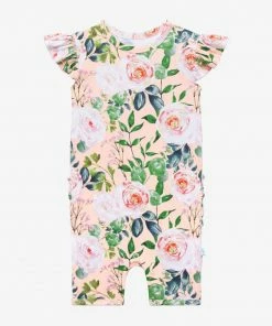 Posh Peanut Baby Harper Basic Ruffled Capsleeve Short Length Romper