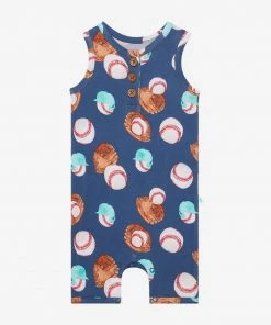 Posh Peanut Homer Henley Racerback Short Length Romper Baby