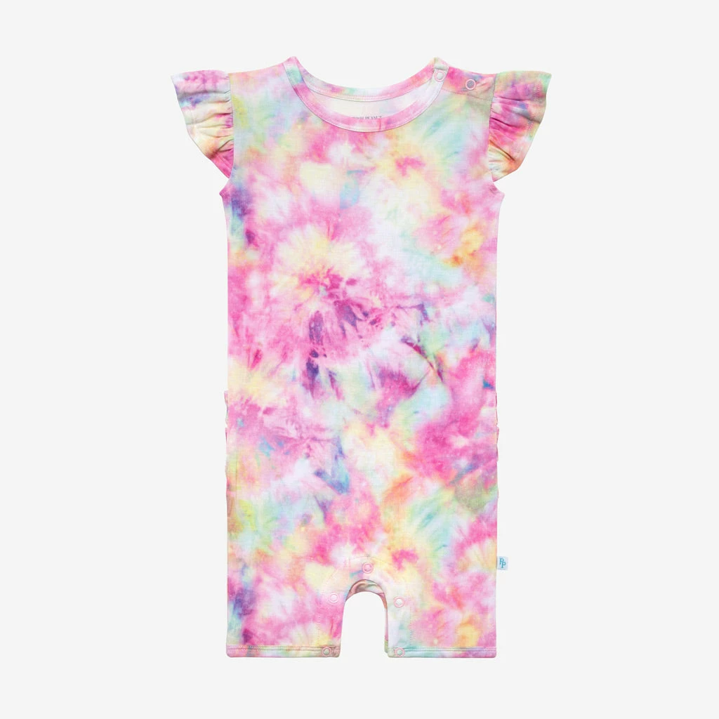 Posh Peanut Joplin Basic Ruffled Capsleeve Short Length Romper