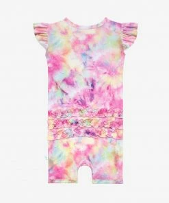 Posh Peanut Joplin Basic Ruffled Capsleeve Short Length Romper