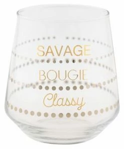 Karma Chic Stemless Wine Glass - Savage/Bougie/Classy Drinkware