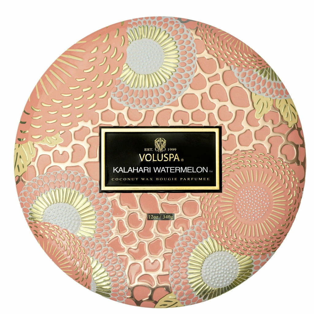 Voluspa Kalahari Watermelon - 3 Wick Candle In Decorative Tin Gifts