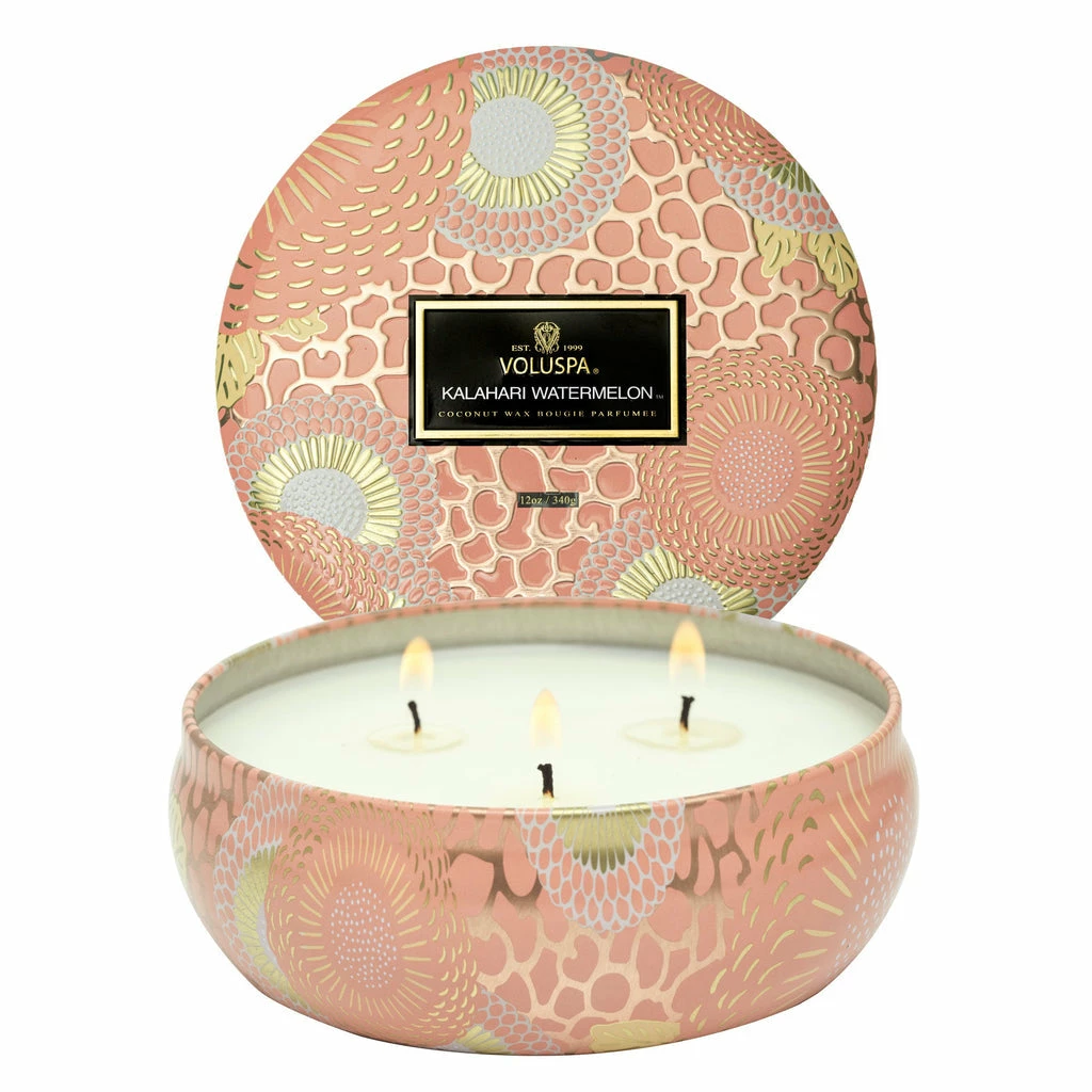 Voluspa Kalahari Watermelon - 3 Wick Candle In Decorative Tin Gifts