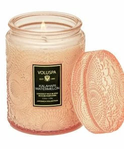 Voluspa Kalahari Watermelon - 5.5 Oz Embossed Glass Jar Candle With Lid