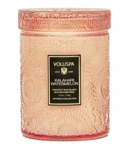 Voluspa Kalahari Watermelon - 5.5 Oz Embossed Glass Jar Candle With Lid