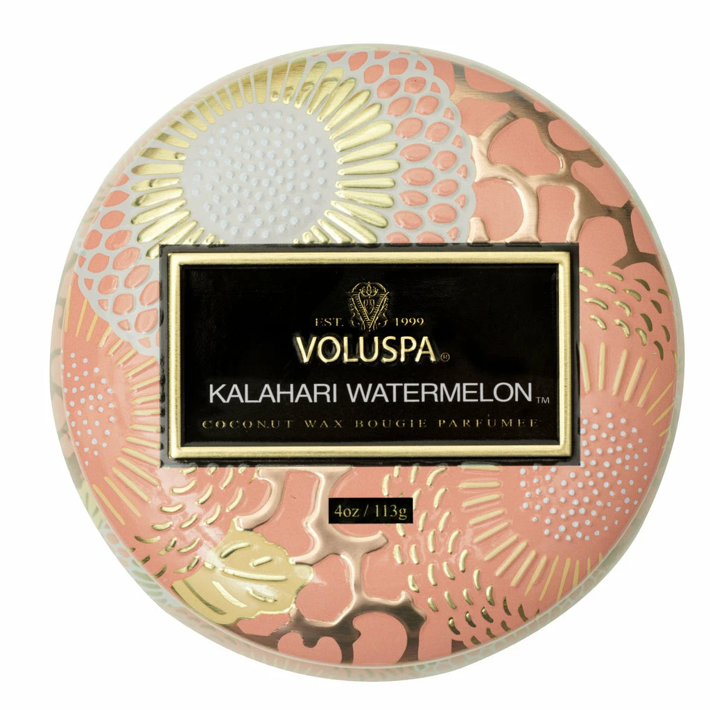 Voluspa Kalahari Watermelon - 4 Oz Mini Decorative Tin Candle Gifts