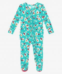 Posh Peanut Ladybug Footie Ruffled Zippered One Piece Baby