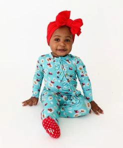Posh Peanut Ladybug Footie Ruffled Zippered One Piece Baby