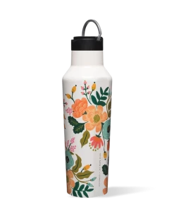 Corkcicle Drinkware Lively Floral Cream 20 Oz Sport Canteen