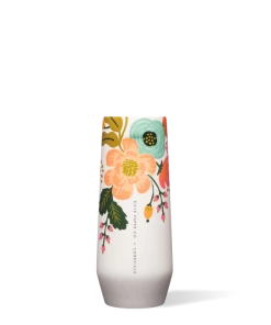 Corkcicle Lively Floral Cream 7 Oz Stemless Flute