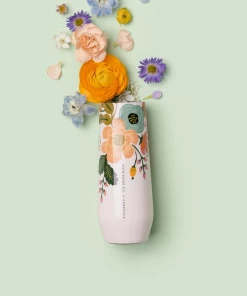 Corkcicle Lively Floral Cream 7 Oz Stemless Flute