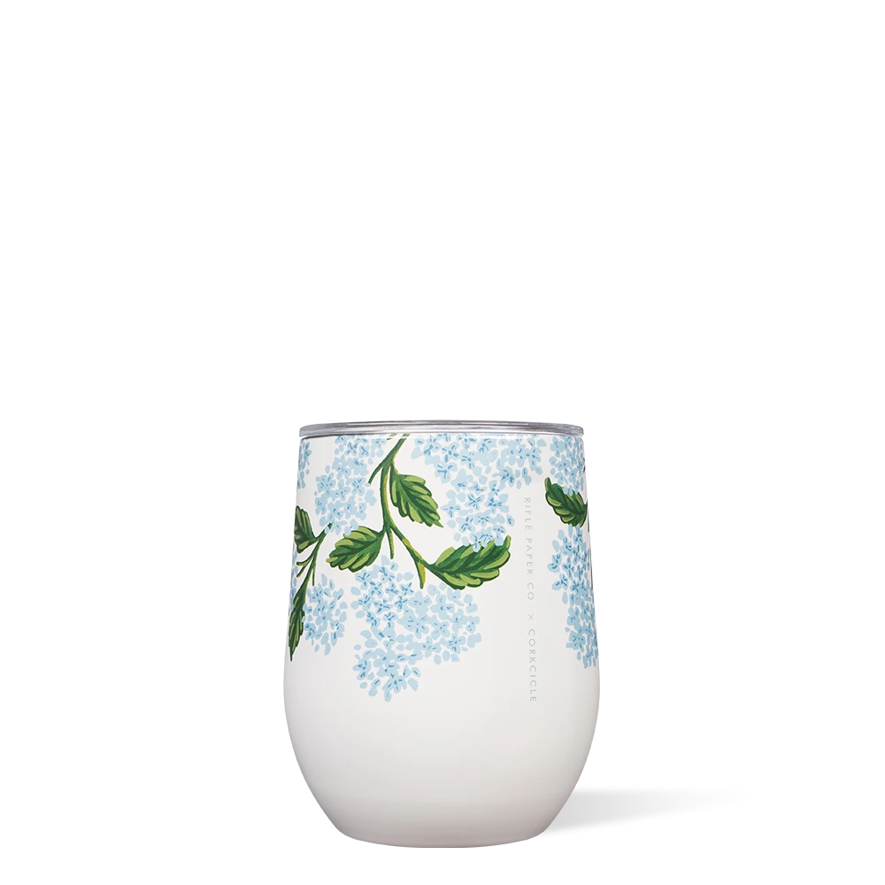 Corkcicle Lively Floral Hydrangea 12 Oz Stemless Drinkware