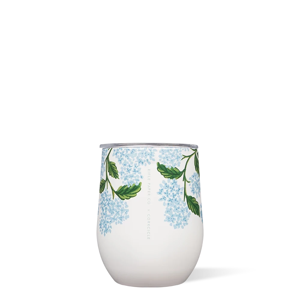 Corkcicle Lively Floral Hydrangea 12 Oz Stemless Drinkware