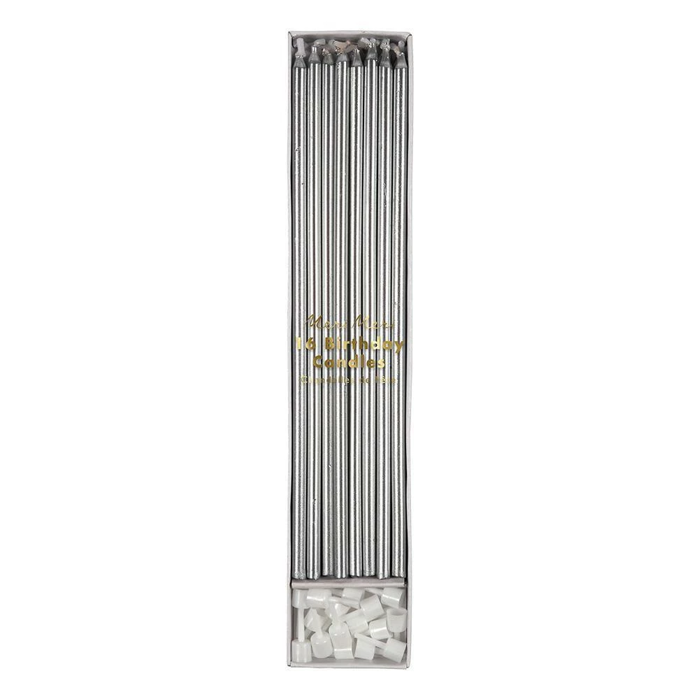 Meri Meri Long Candles - Silver Gifts