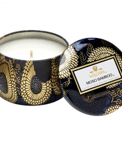 Voluspa Gifts Moso Bamboo - 4 Oz Mini Decorative Tin Candle
