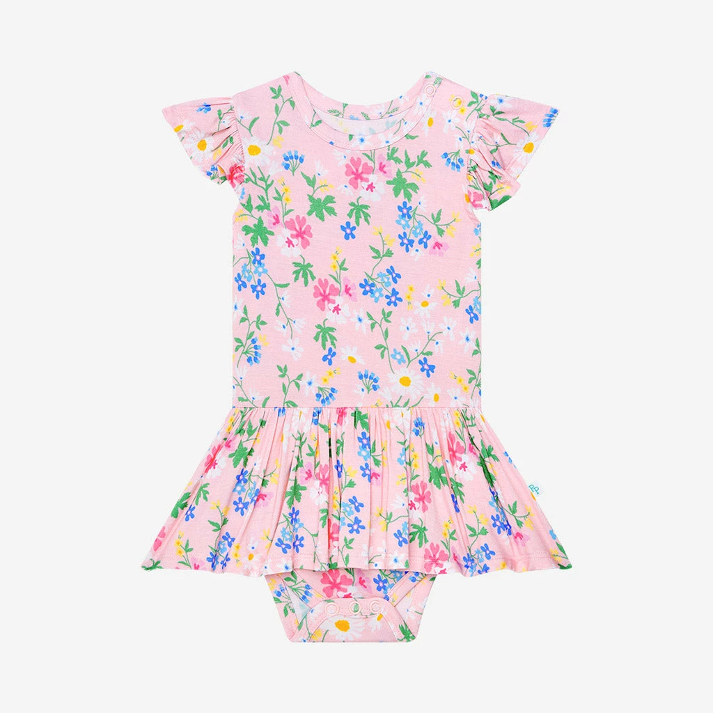 Posh Peanut Baby Nicole Ruffled Capsleeve Basic Twirl Skirt Bodysuit