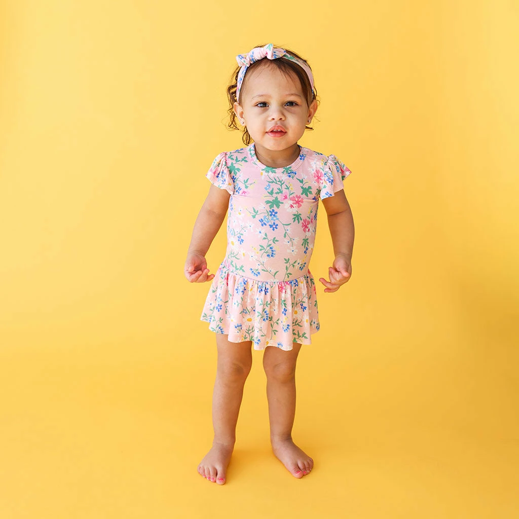 Posh Peanut Baby Nicole Ruffled Capsleeve Basic Twirl Skirt Bodysuit