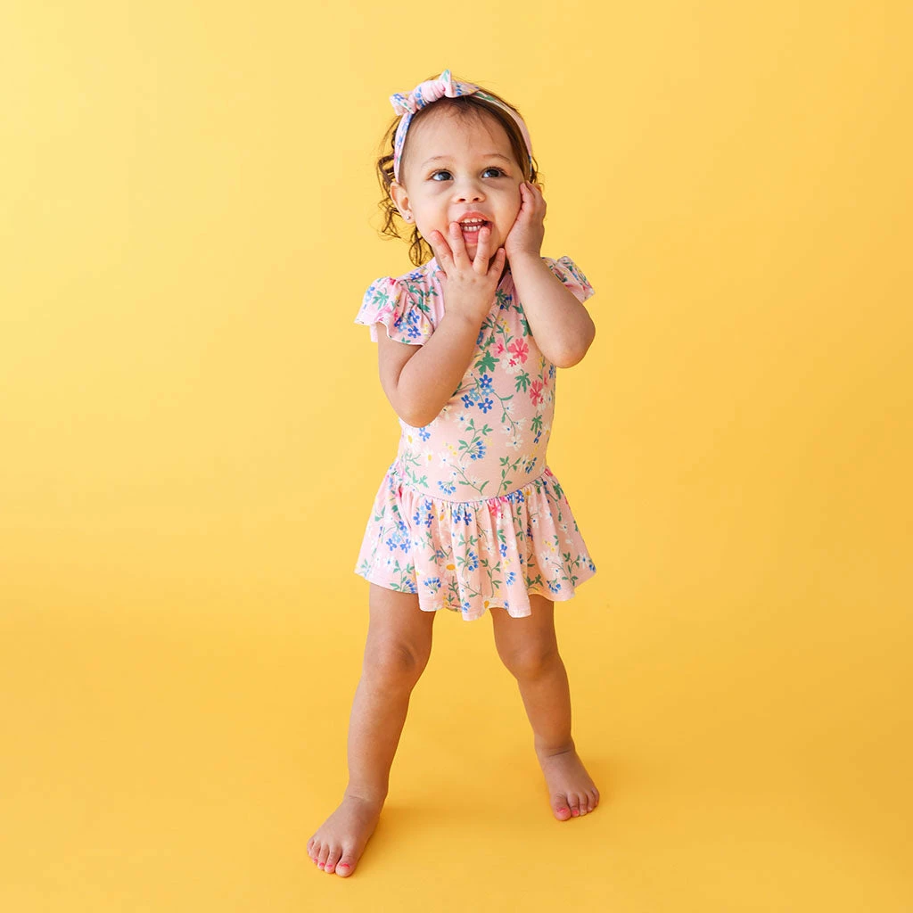 Posh Peanut Baby Nicole Ruffled Capsleeve Basic Twirl Skirt Bodysuit