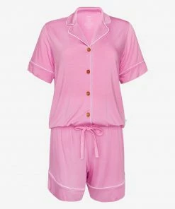 Posh Peanut Pink Peony Women's Short Sleeve Shirt & Shorts Pajama Set