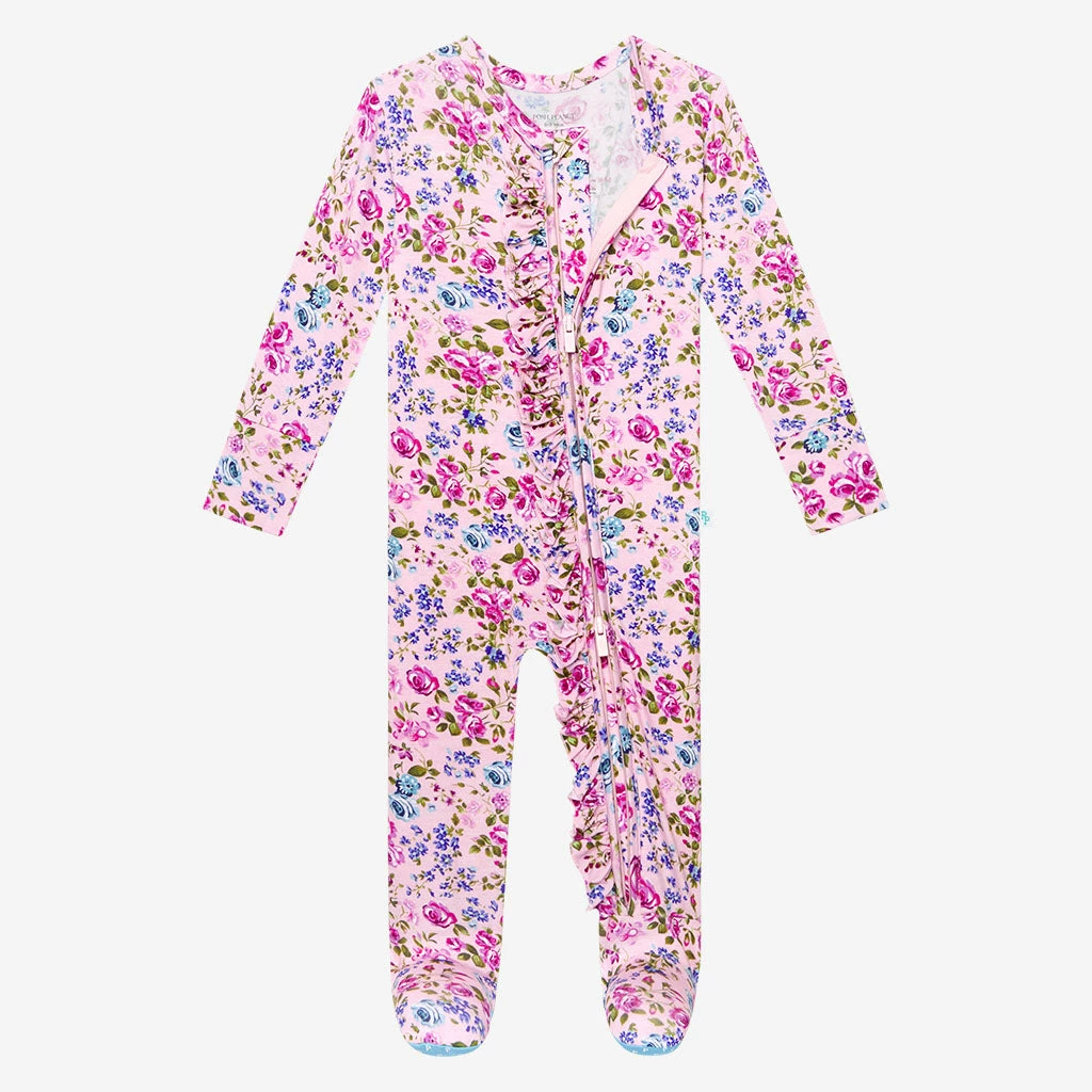 Posh Peanut Pixie Footie Ruffled Zippered One Piece