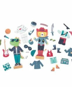 Stephen Joseph Magnetic Dress Up Doll - Dino And Lion