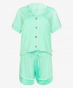 Posh Peanut Sea Glass Women's Short Sleeve Shirt & Shorts Pajama Set Apparel