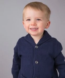 Angel Dear Shawl Collar Cardigan - Navy Baby