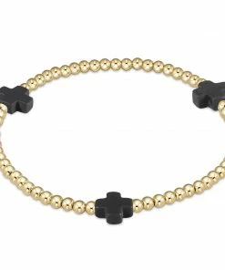 Enewton Signature Cross Gold Pattern 3mm Bead Bracelet Jewelry