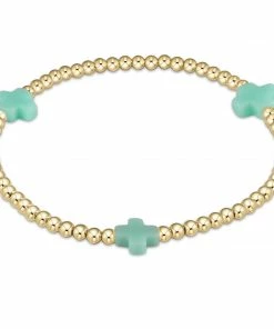 Enewton Signature Cross Gold Pattern 3mm Bead Bracelet Jewelry